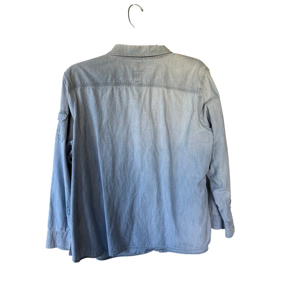 Lauren Jeans Co Ralph Lauren Women’s 2X Chambray Button Down Shirt Roll Tab - Picture 7 of 11